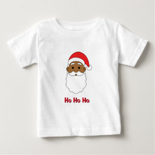 Camiseta Papai Noel Afro-Americano Família Ho Ho Ho Branca