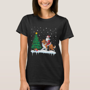 Camiseta Papai Noel Andando Cozinhando Cachorros Collie Men