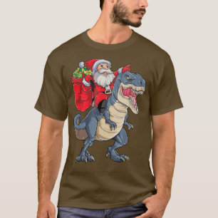 Camiseta Papai Noel Andando Dinossauro Feliz Natal