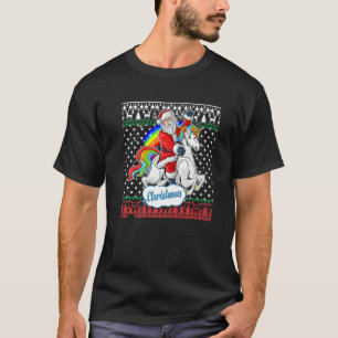 Camiseta Papai Noel Andando Em Uma Vestida De Natal Feia Do