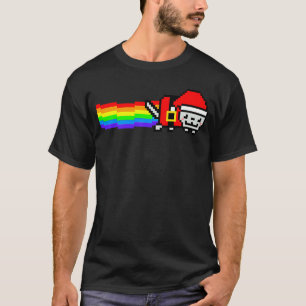 Camiseta Papai Noel Arco-íris Gato Divertido Bonito Feio Ne