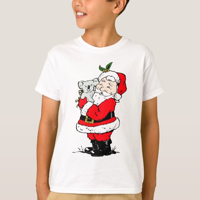 Camiseta Papai noel australiano bonito do Natal com koala (Frente)
