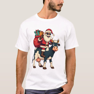 Camiseta Papai Noel Bigfoot Vintage Montado Vaca Natal Engr