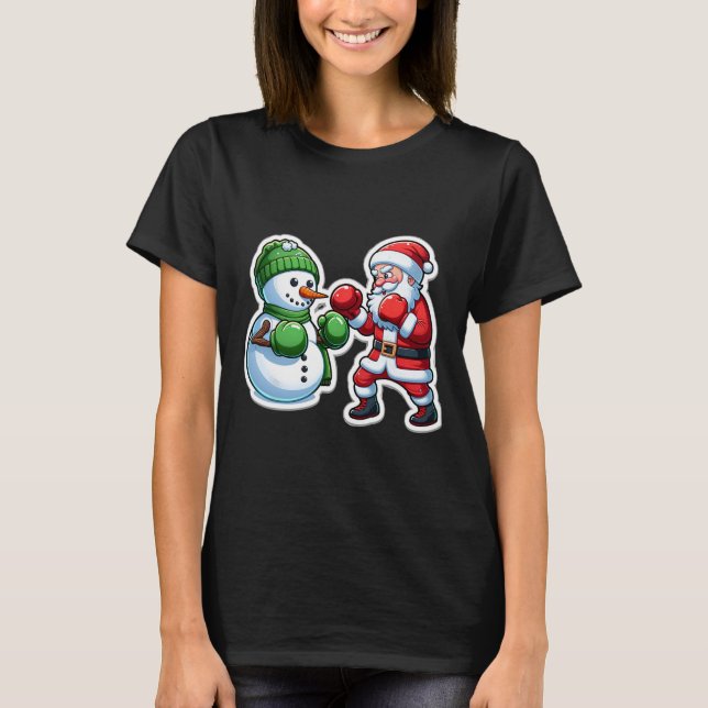 Camiseta Papai Noel Boxing Snowman Natal (Frente)
