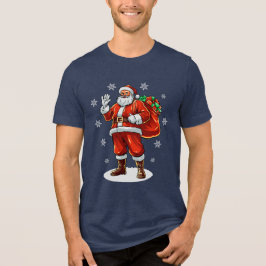 Camiseta Papai Noel Clássico trazendo presentes de Natal