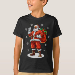 Camiseta Papai Noel Clássico trazendo presentes de Natal