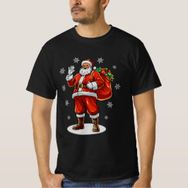 Camiseta Papai Noel Clássico trazendo presentes de Natal