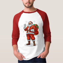 Camiseta Papai Noel Clássico trazendo presentes de Natal