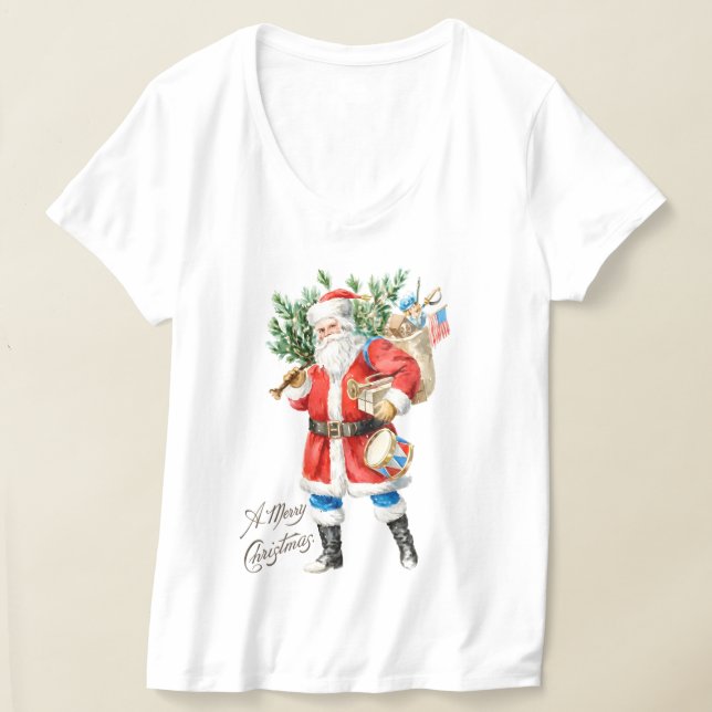 Camiseta Papai Noel com Brinquedos e Tambor (Postura )