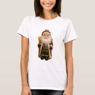 Camiseta Papai Noel com Cajado Dourado