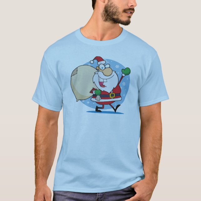 Camiseta Papai Noel com design do feriado do Natal do saco (Frente)