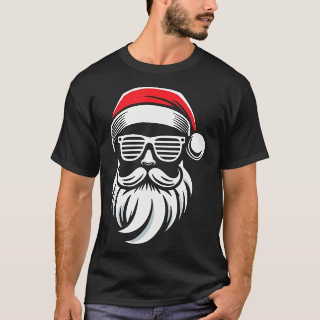 Camiseta Papai Noel Com Óculos De Sol E Barba (Frente)