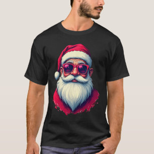 Camiseta Papai Noel com óculos vermelhos em um estilo de fé