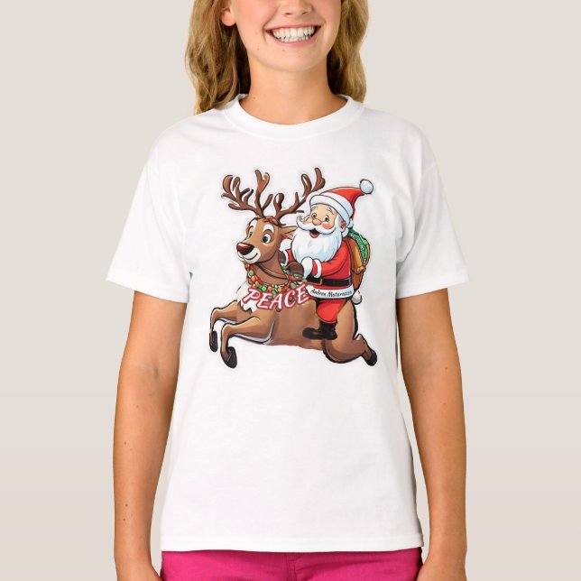 Camiseta Papai Noel com presentes de paz (Frente)