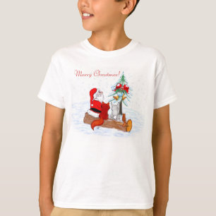 Camiseta Papai Noel com Raposa e Esquilo