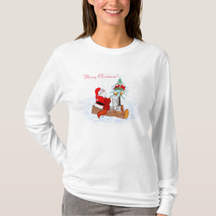 Camiseta Papai Noel com Raposa e Esquilo