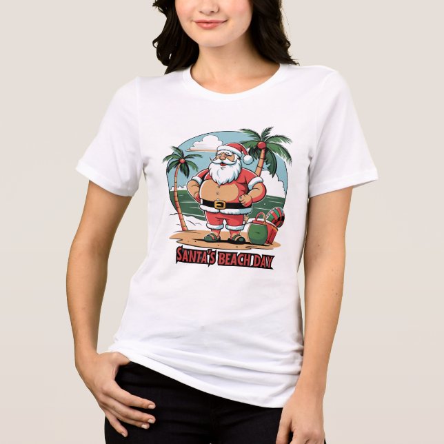 Camiseta Papai Noel com um Twist - Dia da Praia (Frente)
