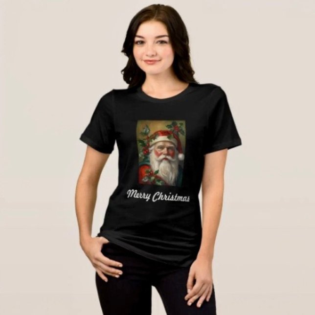 Camiseta Papai Noel Com Visco (Comfy tri-blend women’s tee feminine fit, scoop neck, short sleeves, relaxed fit.  
)