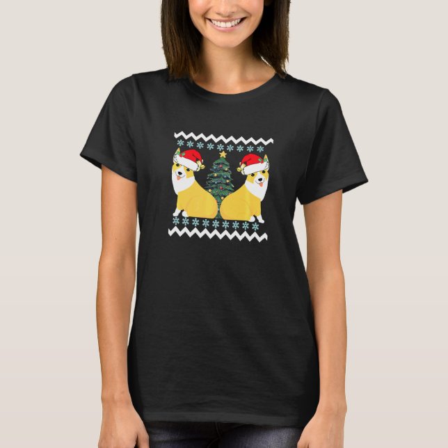 Camiseta Papai Noel Corgi Fofo Natal Premium (Frente)
