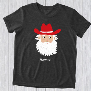 Camiseta Papai Noel Cowboy com Texto Personalizado de Natal