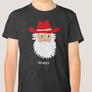 Camiseta Papai Noel Cowboy com Texto Personalizado de Natal