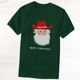 Camiseta Papai Noel Cowboy com Texto Personalizado de Natal