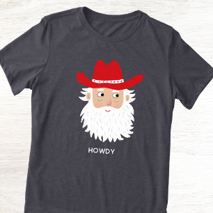 Camiseta Papai Noel Cowboy com Texto Personalizado de Natal