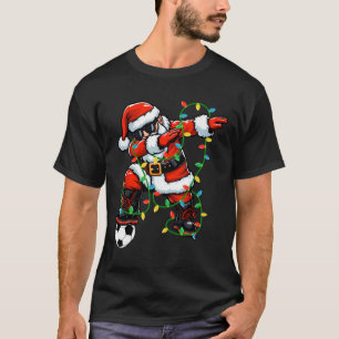 Camiseta Papai Noel Dabbing Futebol Luzes de Natal Futebol