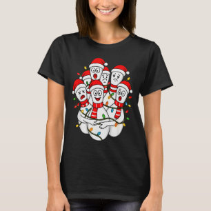 Camiseta Papai Noel de Boliche Natal Divertido Equipe Mascu