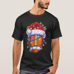 Camiseta Papai noel de futebol Rugby natalino Luzes de Nata
