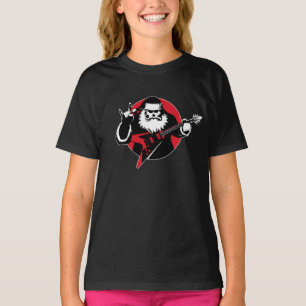 Camiseta Papai Noel de Heavy Metal Tocando Guitarra