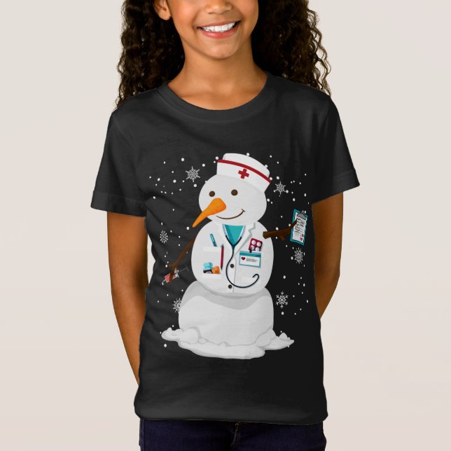 Camiseta papai noel de inverno familiar enfermeira de natal (Frente)