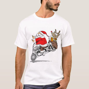 Camiseta Papai Noel de Motocicleta Rudolph a Rena