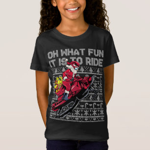 Camiseta Papai Noel de Motoqueira de Neve Oh Que Diversão É