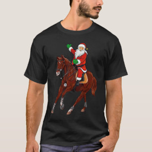 Camiseta Papai Noel de Natal Cavalgando Cavalo Ideia de Nat