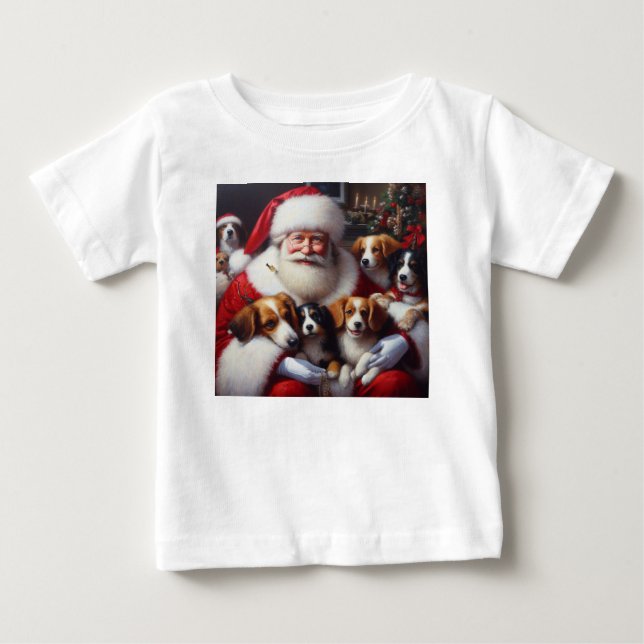 Camiseta Papai Noel de Natal com Cães 2 (Frente)