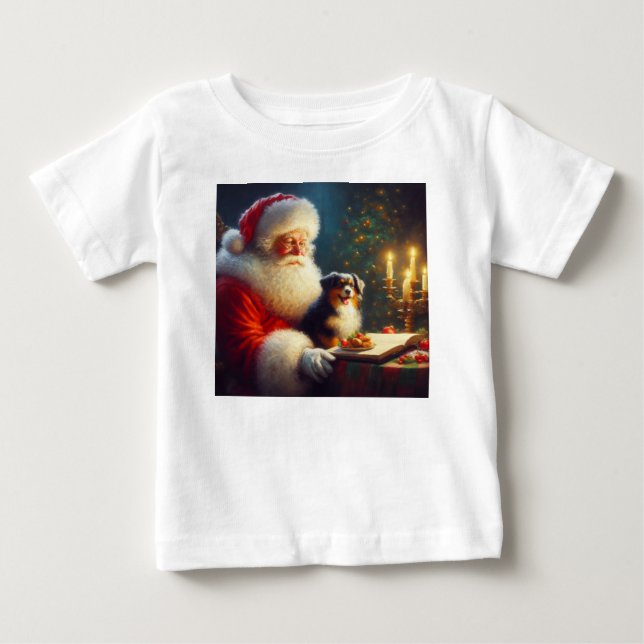Camiseta Papai Noel de Natal com Cães 5 (Frente)