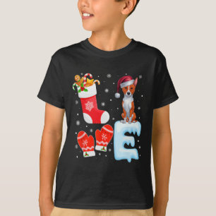 Camiseta Papai Noel de Natal estocando Natal Basenji Dog L