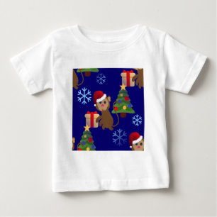 Camiseta papai noel de natal, macaco emoji