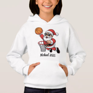 Camiseta Papai Noel de Natal Personalizado Jogando Basquete