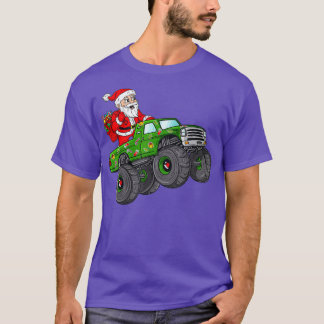 Camiseta Papai Noel De Natal Viajando Em Monster Truck Boys