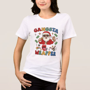 Camiseta Papai Noel de Natal Wrapper Gangsta Microfone Dinh