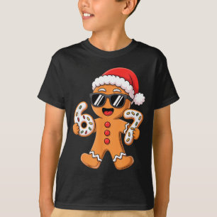 Camiseta Papai Noel de Pão de Mel Com Óculos de Sol Seguran