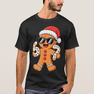 Camiseta Papai Noel de Pão de Mel com Óculos de Sol Seguran