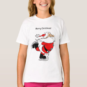 Camiseta Papai Noel de patinação com texto personalizado