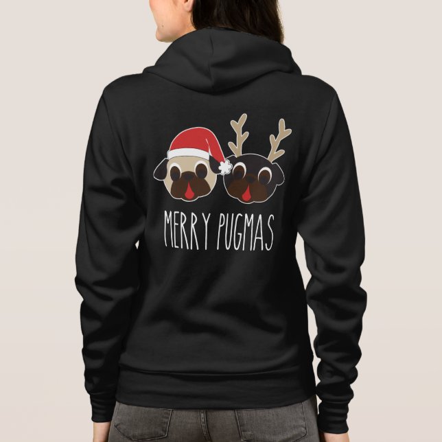 Camiseta Papai noel de Pugmas e preto alegres do Hoodie da (Verso)