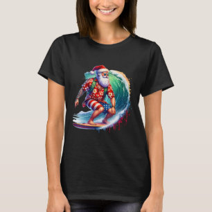 Camiseta Papai Noel de Surf Natal Em Julho Praia Verão