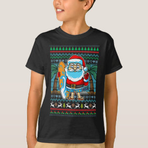 Camiseta Papai Noel de Surf Surfista Havaiano Natal Mãe Pai