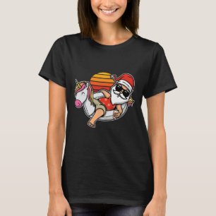 Camiseta Papai Noel Divertido da Festa na Piscina Natal em 