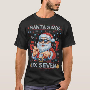 Camiseta Papai Noel Diz 6 7 Brilho Natal Diamante Rhine